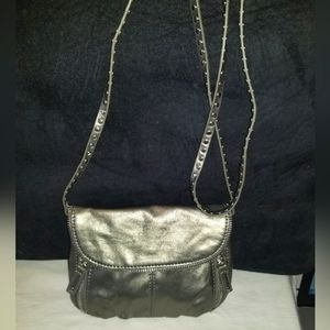Steve Madden, silver metallic studded purse, silver accents, cheetah interior!